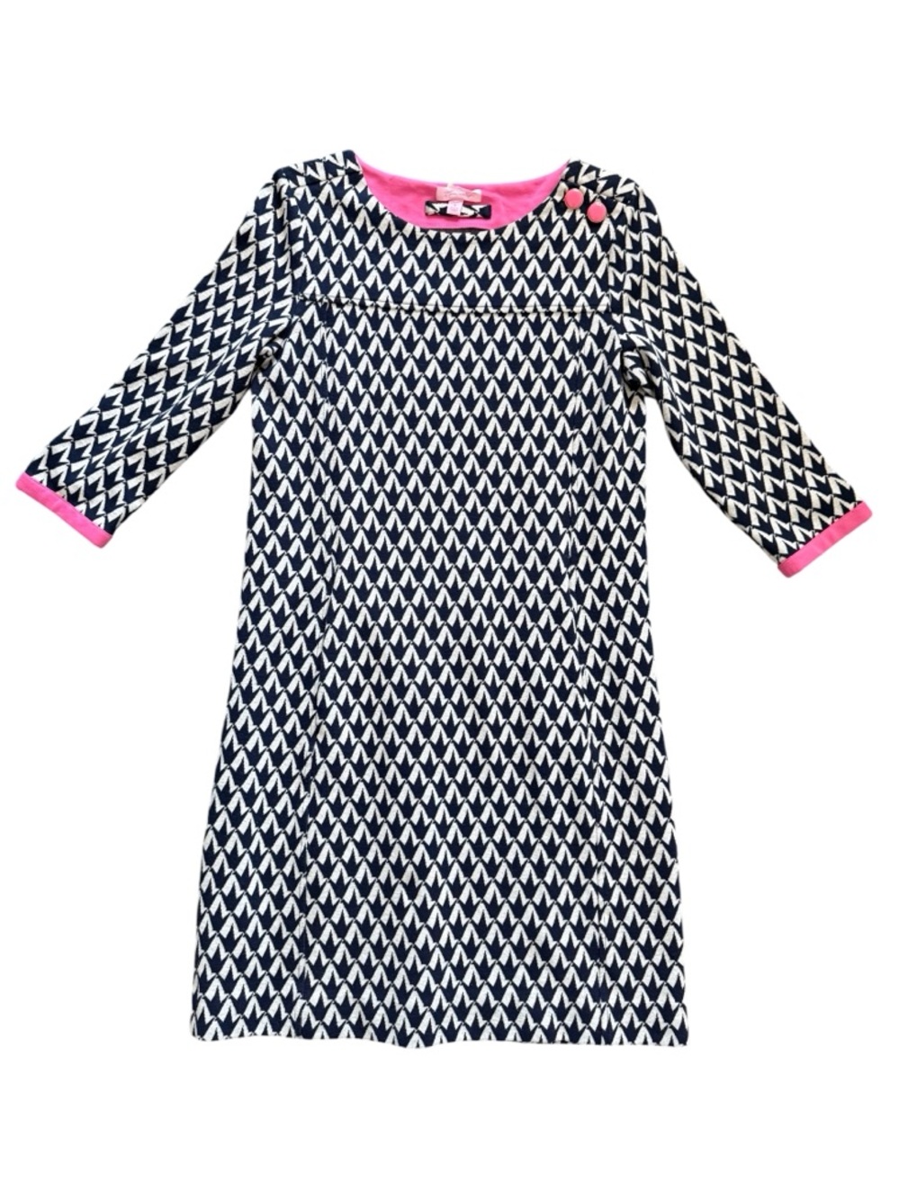 Lilly Pulitzer Jonah Dress Womens Small Navy Pink Shift 3/4 Sleeve NWOT